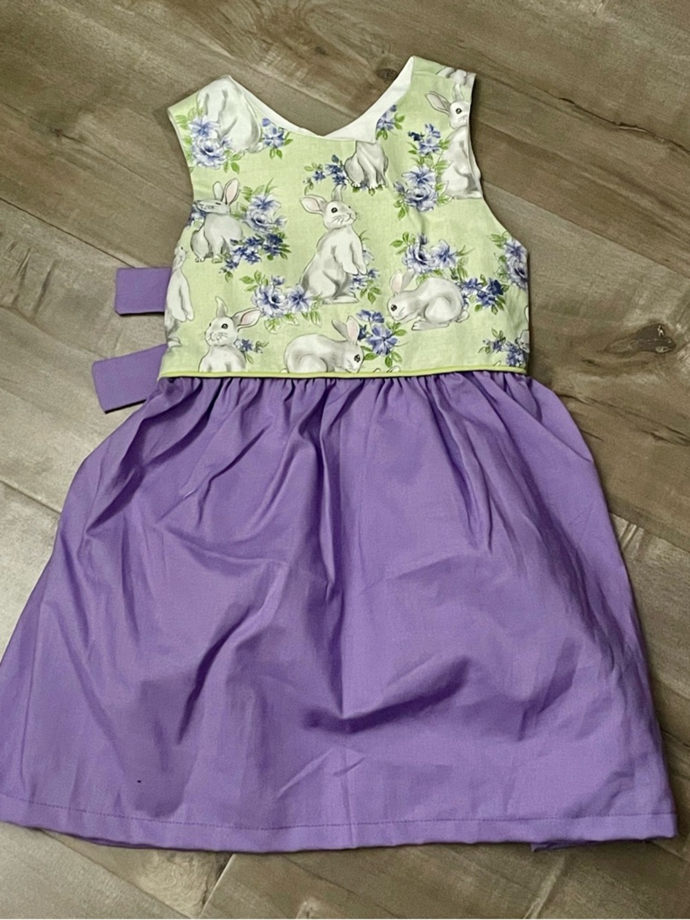 Handmade Lilac Bunny Print Girls' Dress